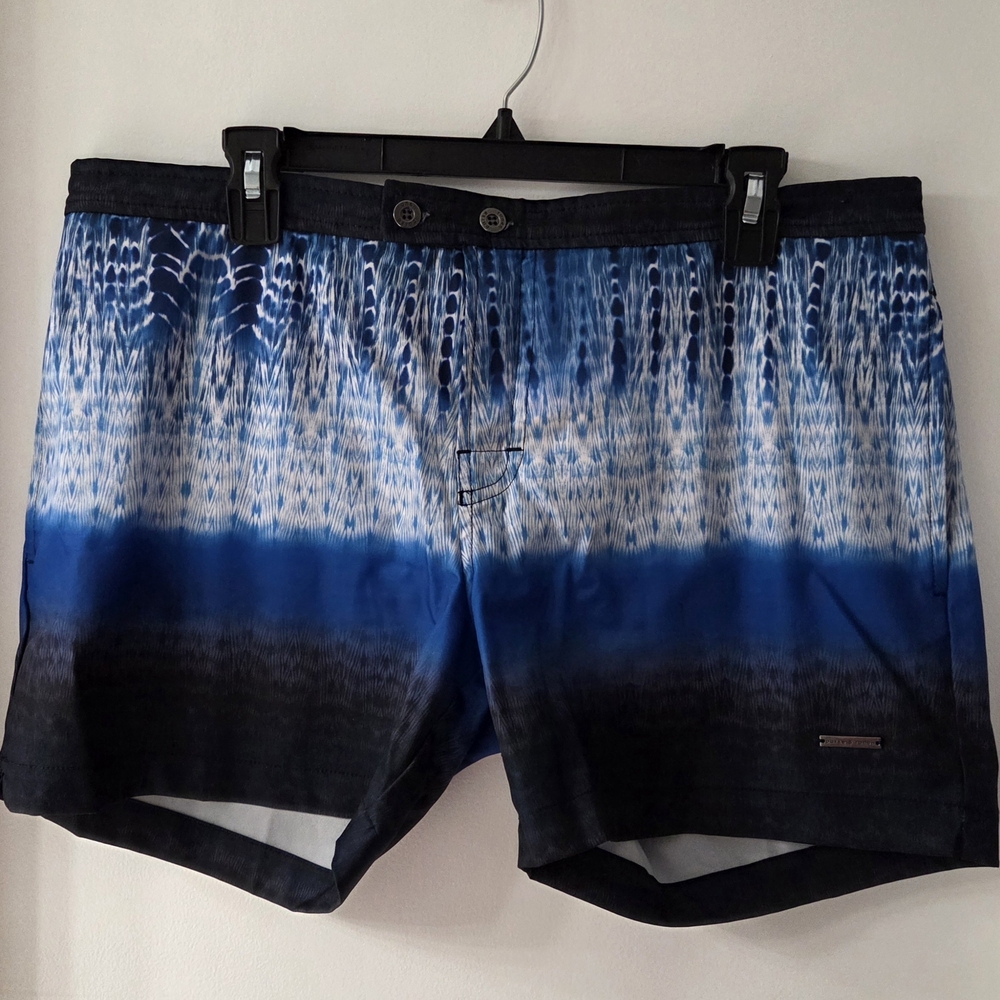 Parke & Ronen Blue Ombre Patterned Swim Trunks
